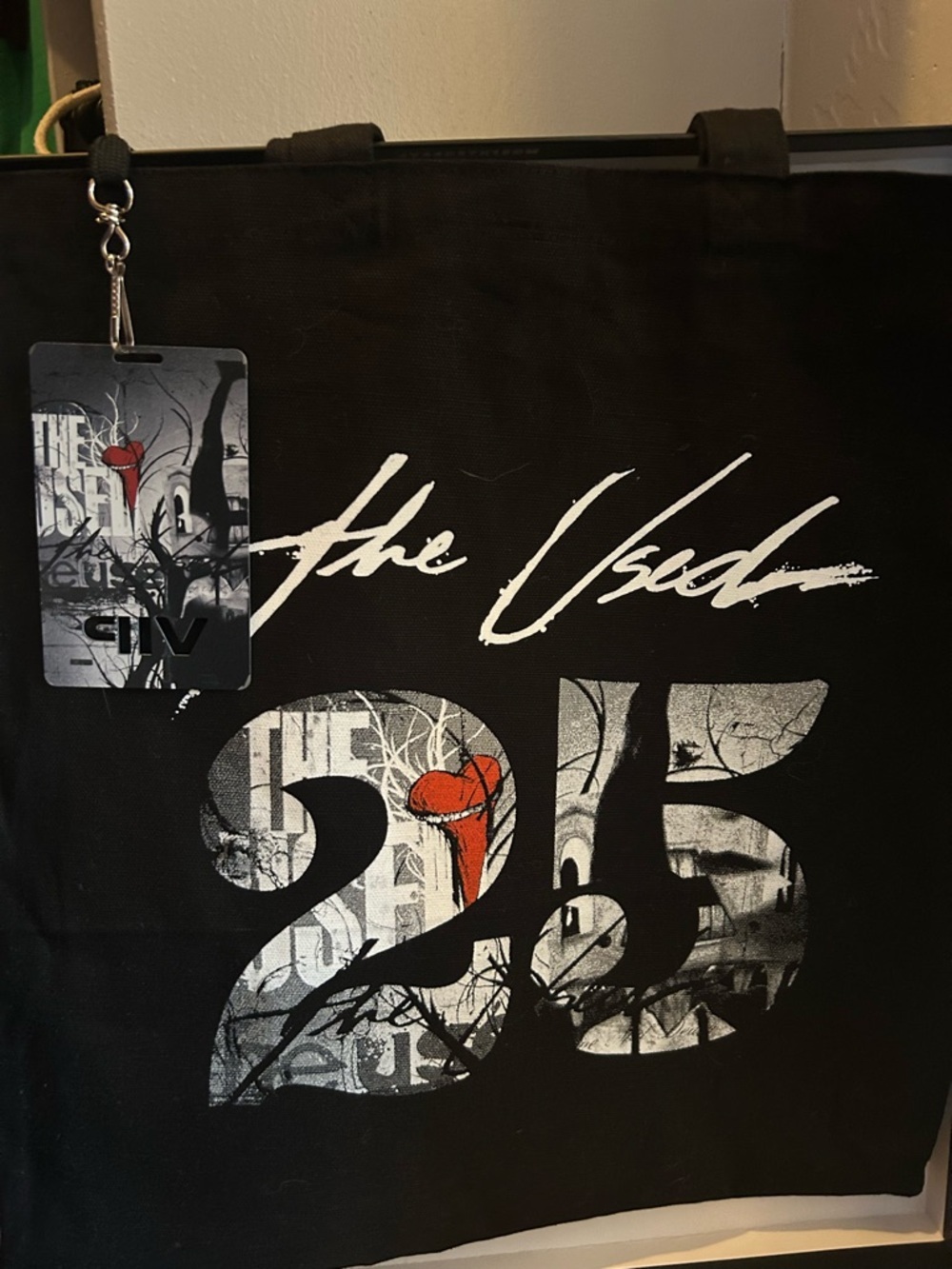 The Used 25 Black Graphic Tote Bag